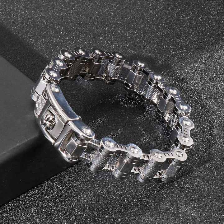 Kalen 16mm Metal Bicycle Chain Geometric Men's 316L Stainless Steel Bracelet Jewelry.