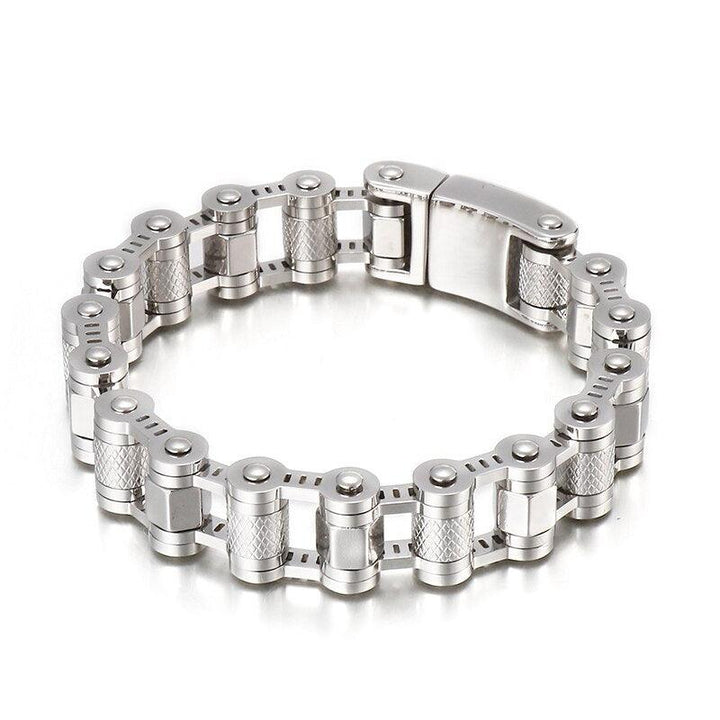 Kalen 16mm Metal Bicycle Chain Geometric Men's 316L Stainless Steel Bracelet Jewelry.