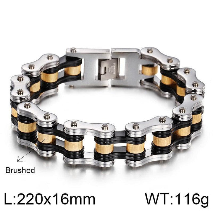 Kalen 16mm Biker Stainless Steel Bicycle Chain Brushed Bracelet for Men - kalen