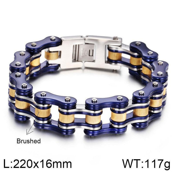 Kalen 16mm Biker Stainless Steel Bicycle Chain Brushed Bracelet for Men - kalen