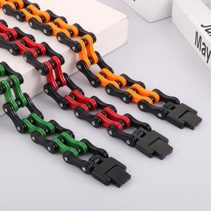 Kalen 16mm Biker Stainless Steel Colorful Roller Bicycle Chain Bracelet for Men - kalen