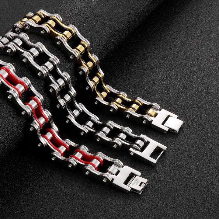 Kalen 16mm Biker Stainless Steel Colorful Roller Bicycle Chain Bracelet for Men - kalen