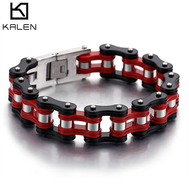 Kalen 16mm Biker Stainless Steel Colorful Roller Bicycle Chain Bracelet for Men - kalen