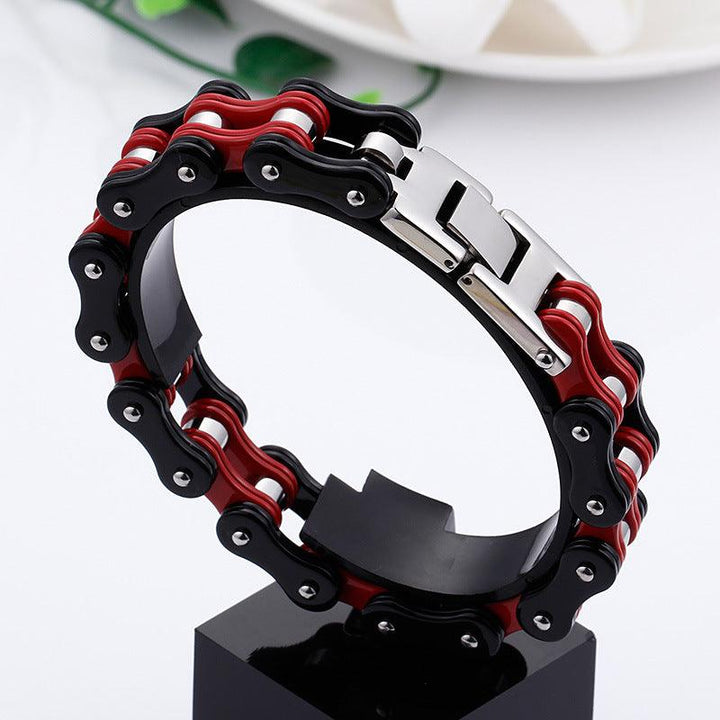 Kalen 16mm Biker Stainless Steel Colorful Roller Bicycle Chain Bracelet for Men - kalen