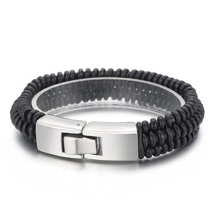 Kalen 16mm Leather Stainless Steel Bracelet For Men - kalen