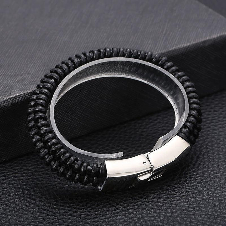 Kalen 16mm Leather Stainless Steel Bracelet For Men - kalen