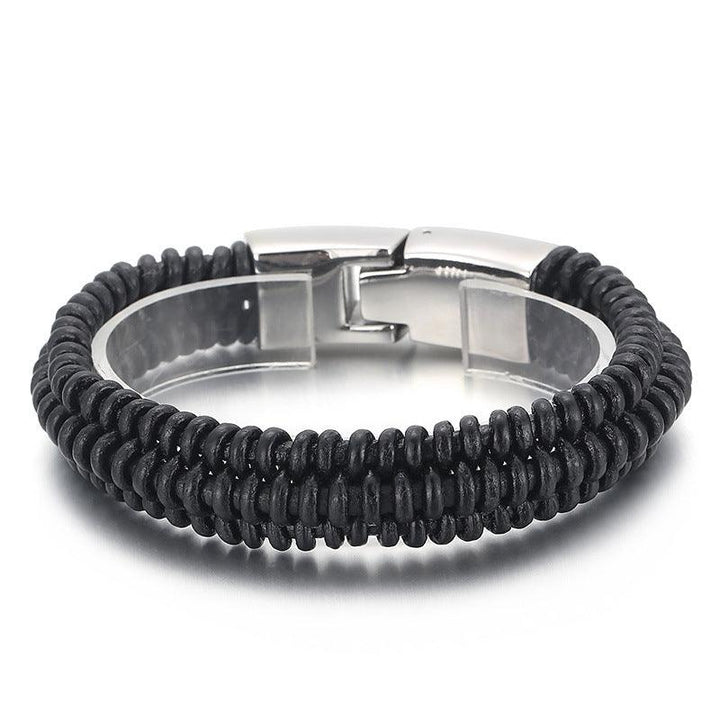 Kalen 16mm Leather Stainless Steel Bracelet For Men - kalen