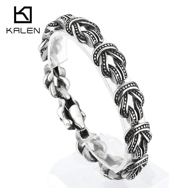 KALEN 16mm Stainless Steel 316L Vintage Bracelet Men BBF Gift.