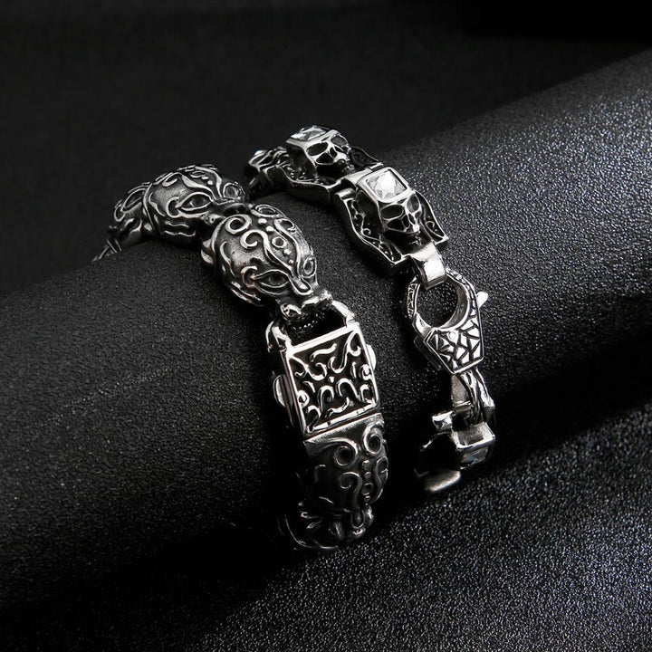 Kalen Unique Skull 316L  Stainless Steel Bracelet  Man’s High Quality Punk Skeleton Jewelry Gifts.