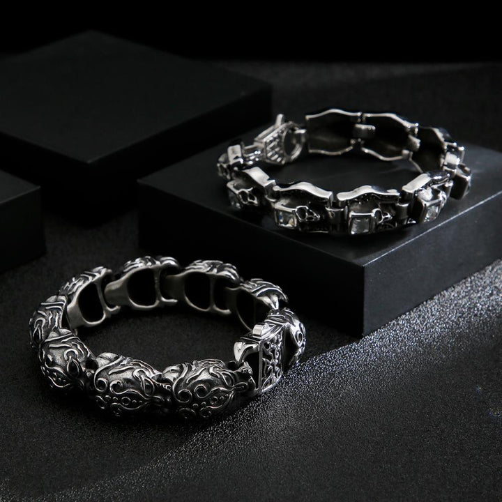 Kalen Unique Skull 316L  Stainless Steel Bracelet  Man’s High Quality Punk Skeleton Jewelry Gifts.