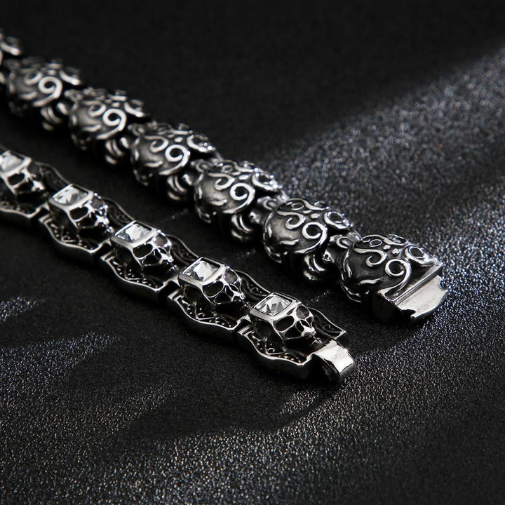 Kalen Unique Skull 316L  Stainless Steel Bracelet  Man’s High Quality Punk Skeleton Jewelry Gifts.