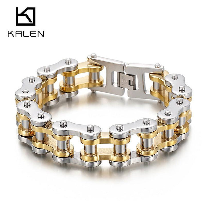 Kalen 17mm Biker Stainless Steel Bicycle Chain Bracelet for Men - kalen