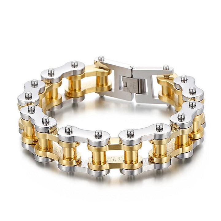 Kalen 17mm Biker Stainless Steel Bicycle Chain Bracelet for Men - kalen