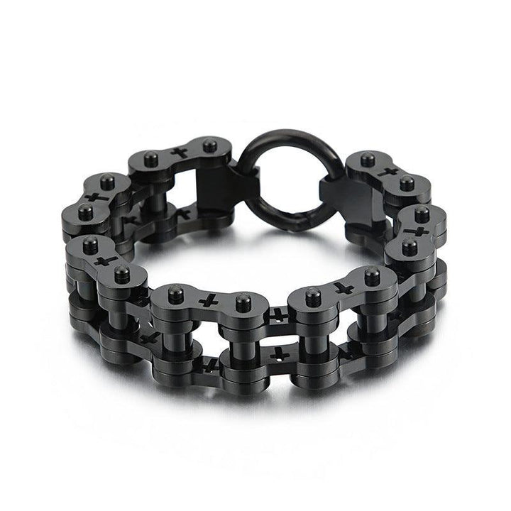 Kalen 17mm Biker Stainless Steel Bicycle Chain Cross Bracelet for Men - kalen