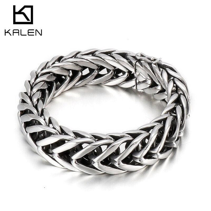 Kalen 17mm Personality Men's Polished 316L Stainless Steel Shiny Bracelet Jewelry.