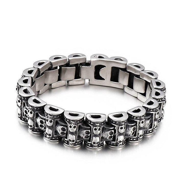 Kalen Punk Skull Wristband Stainless Steel Quality Bracelet Men's Watch with Gothic Accessories Link.