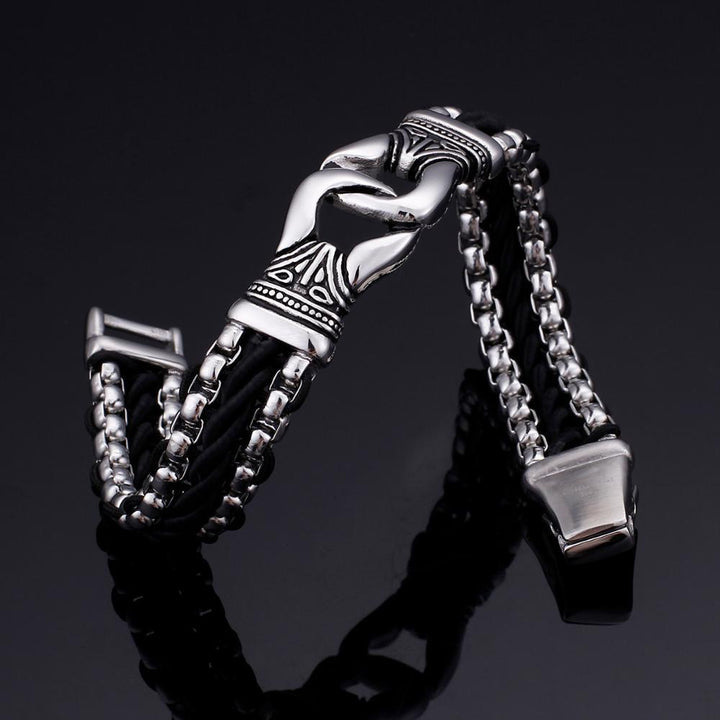 Kalen stainless steel leather braided bracelet fashion mysterious men's accessories 2020.