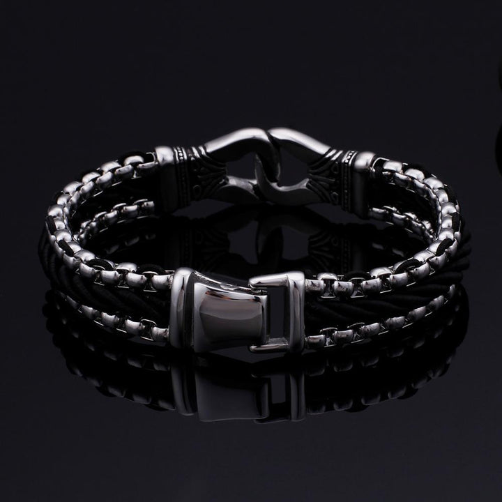 Kalen stainless steel leather braided bracelet fashion mysterious men's accessories 2020.