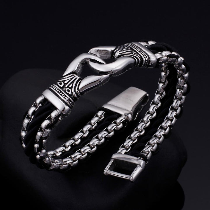 Kalen stainless steel leather braided bracelet fashion mysterious men's accessories 2020.