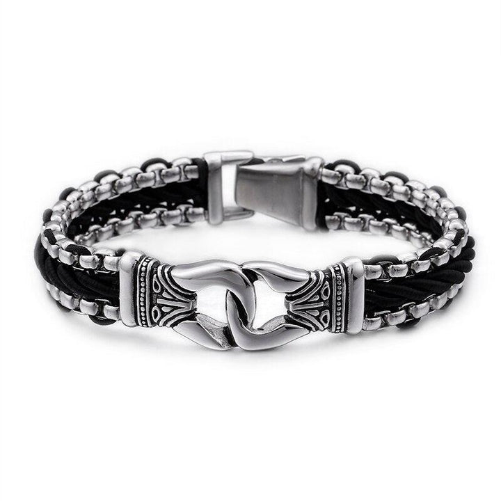 Kalen stainless steel leather braided bracelet fashion mysterious men's accessories 2020.