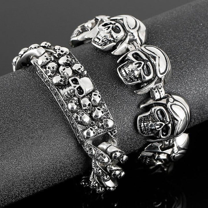 KALEN 18/28mm Skull Charm Stainless Steel Bracelet for Men - kalen