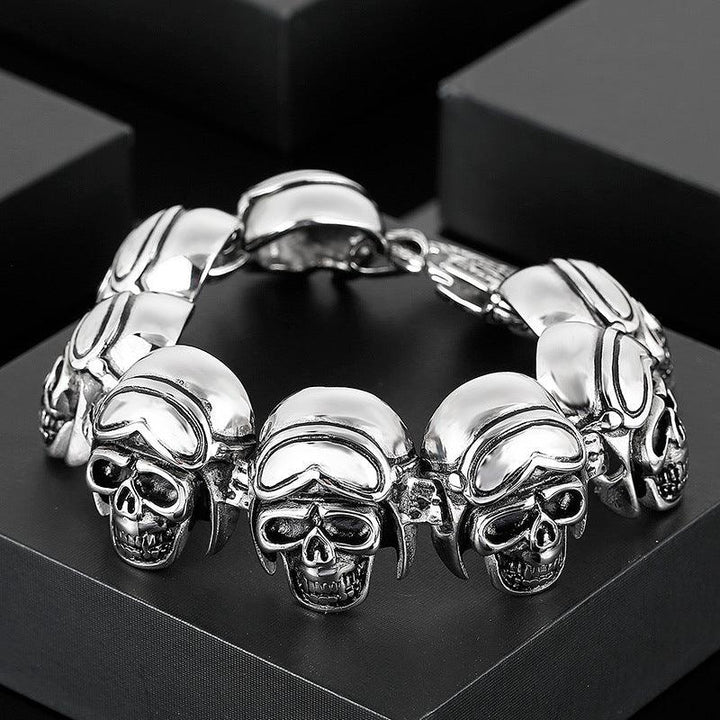 KALEN 18/28mm Skull Charm Stainless Steel Bracelet for Men - kalen