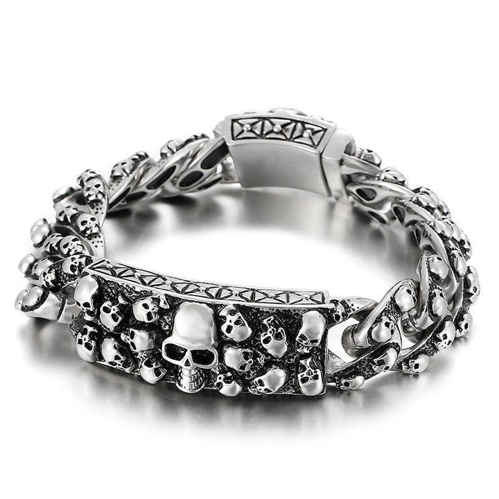 KALEN 18/28mm Skull Charm Stainless Steel Bracelet for Men - kalen