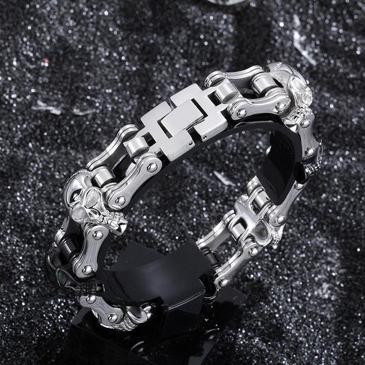 Kalen 18mm Bicycle Chain Skull Charm Bracelet for Men - kalen