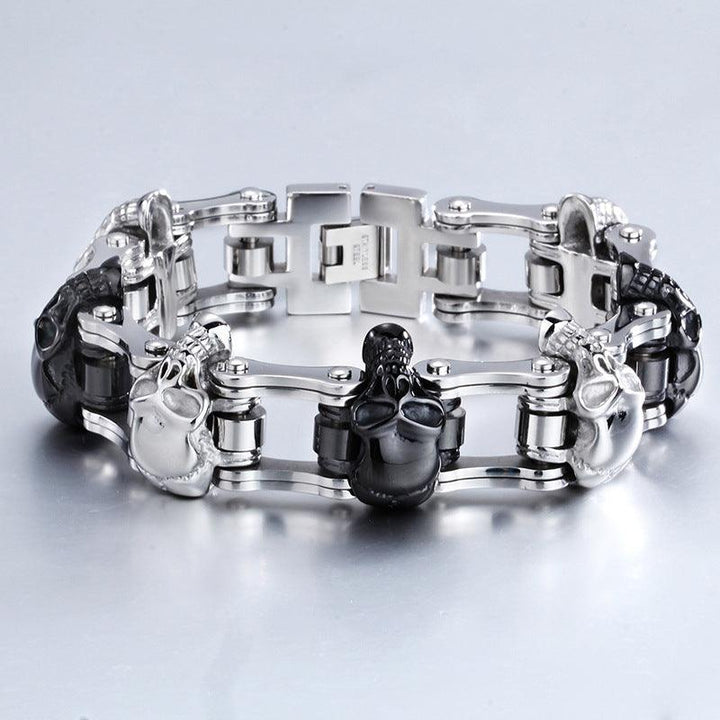 Kalen 18mm Bicycle Chain Skull Charm Bracelet for Men - kalen