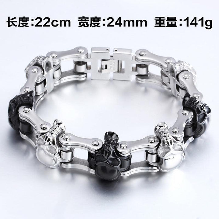 Kalen 18mm Bicycle Chain Skull Charm Bracelet for Men - kalen