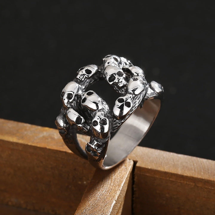 KALEN 18mm Big Skull Skeleton Ring Men Stainless Steel 316L Cool Party Street Show Jewelry.