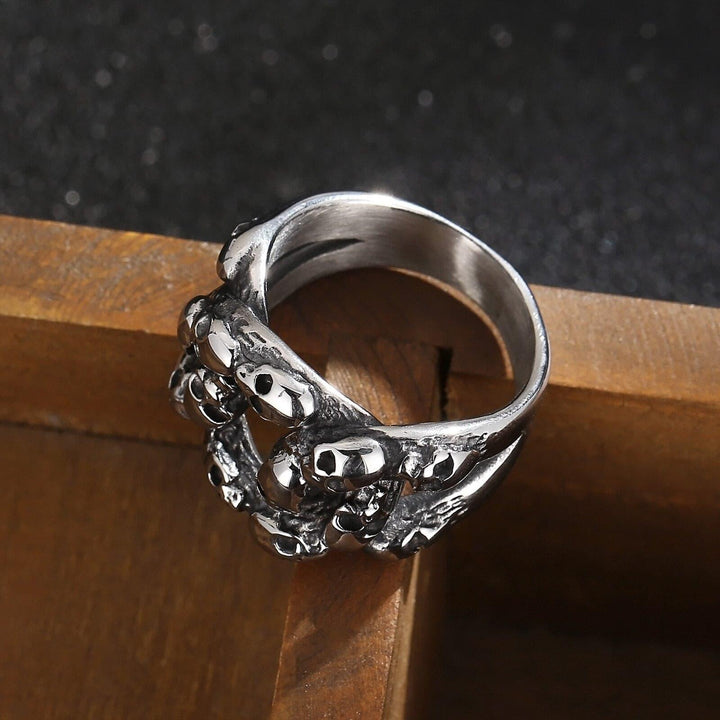 KALEN 18mm Big Skull Skeleton Ring Men Stainless Steel 316L Cool Party Street Show Jewelry.