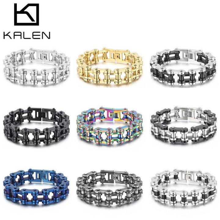 KALEN 18mm Biker Bicycle Chain Bracelet for Men - kalen