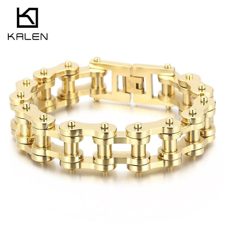 KALEN 18mm Width Biker Motorcycle Chain Bracelet Men Stainless Steel Multi Color.