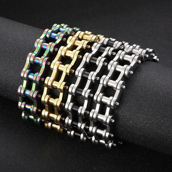 KALEN 18mm Width Biker Motorcycle Chain Bracelet Men Stainless Steel Multi Color.