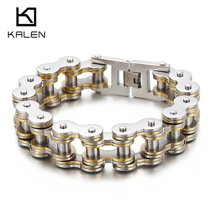 Kalen 18mm Biker Stainless Steel Bicycle Chain Bracelet for Men - kalen