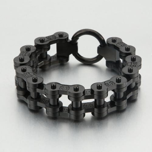 Kalen 18mm Biker Stainless Steel Bicycle Chain Skull Bracelet for Men - kalen