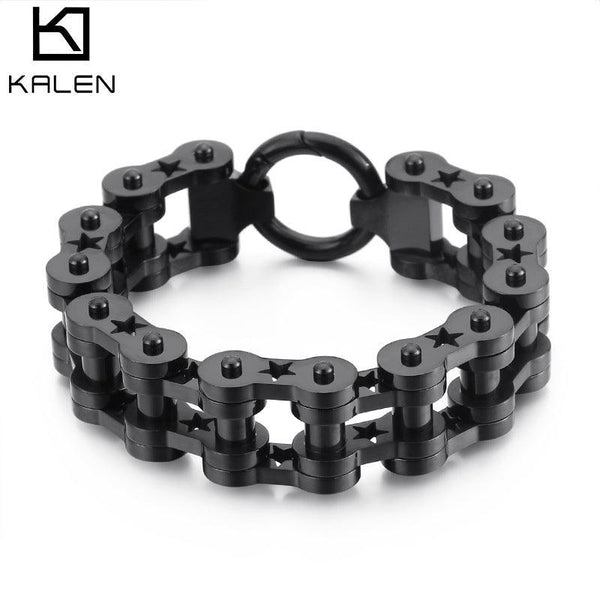 Kalen 18mm Biker Stainless Steel Bicycle Chain Star Bracelet for Men - kalen
