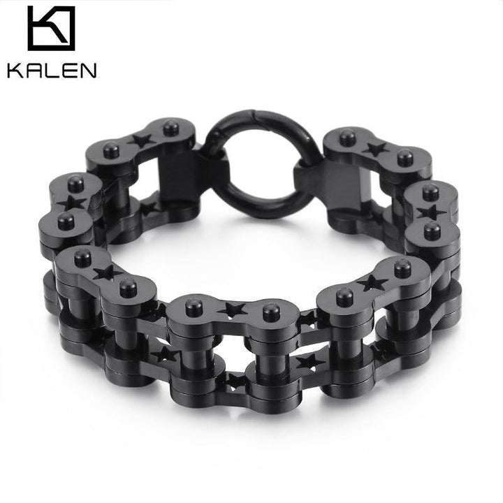 Kalen 18mm Biker Stainless Steel Bicycle Chain Star Bracelet for Men - kalen