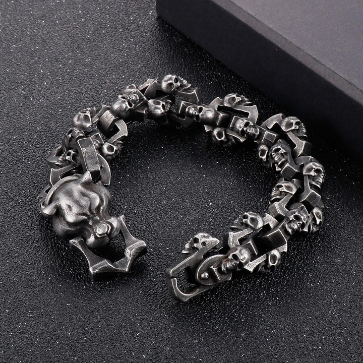 KALEN Punk Skull Bracelets Men Stainless Steel 316L Matte Ghost Charm Link Chain Dog Head Brecelets Male Gothic Jewelry 2022.