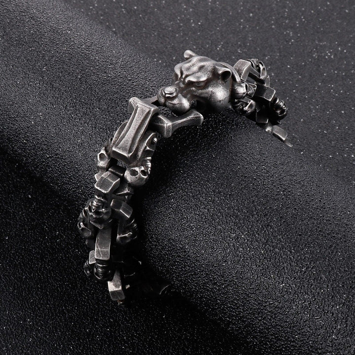 KALEN Punk Skull Bracelets Men Stainless Steel 316L Matte Ghost Charm Link Chain Dog Head Brecelets Male Gothic Jewelry 2022.