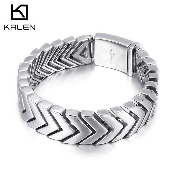 Kalen 18mm Wide Arrow Polished Men's Stainless Steel Bracelet 220mm Jewelry Accessories.