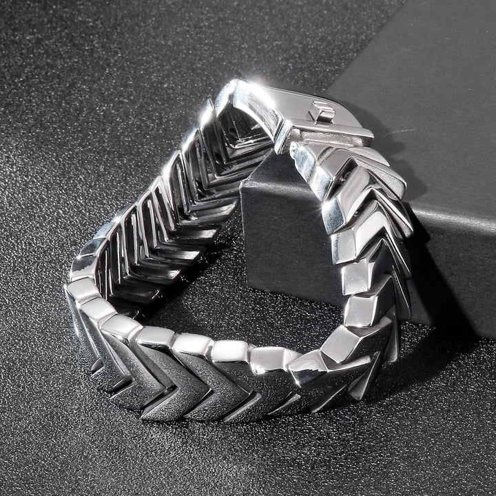 Kalen 18mm Wide Arrow Polished Men's Stainless Steel Bracelet 220mm Jewelry Accessories.