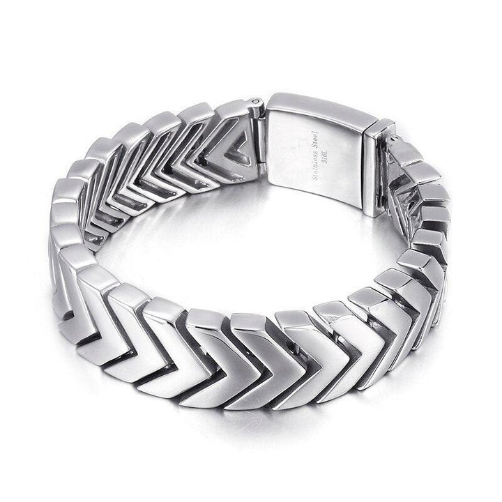 Kalen 18mm Wide Arrow Polished Men's Stainless Steel Bracelet 220mm Jewelry Accessories.