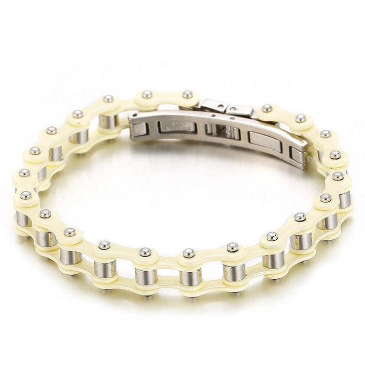 Kalen 19mm Biker Stainless Steel Bicycle Chain Colorful Roller Bracelet for Men - kalen