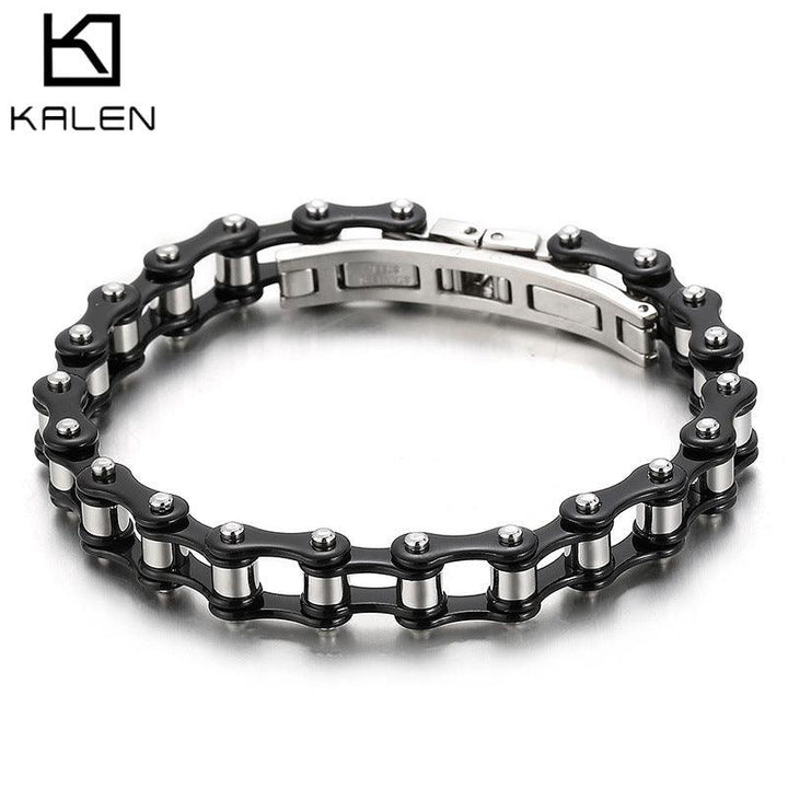 Kalen 19mm Biker Stainless Steel Bicycle Chain Colorful Roller Bracelet for Men - kalen