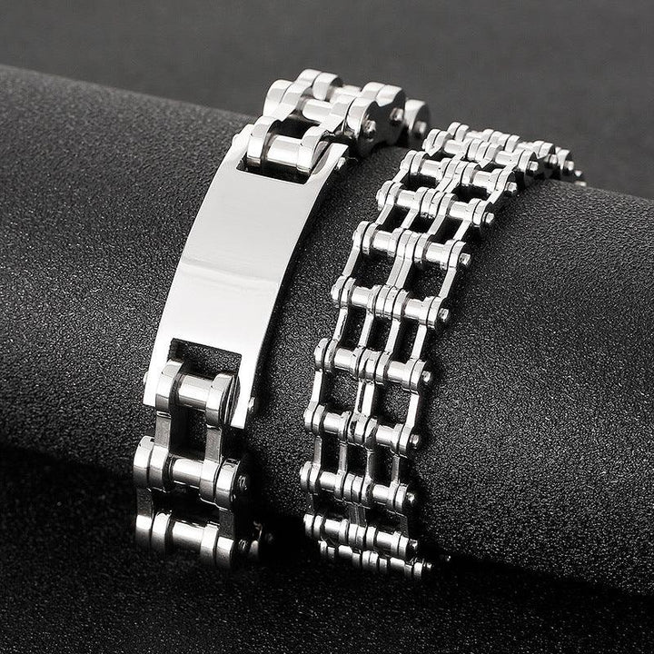 Kalen 20mm Biker Stainless Steel Bicycle Chain ID Bracelet for Men - kalen