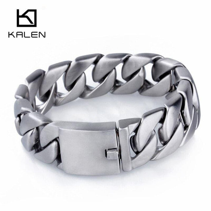 KALEN Heavy Chunky Cuban Link Chain Bracelet Jewelry High Quality Stainless Steel Brushed Matte Bracelet Men Accessories 2020.