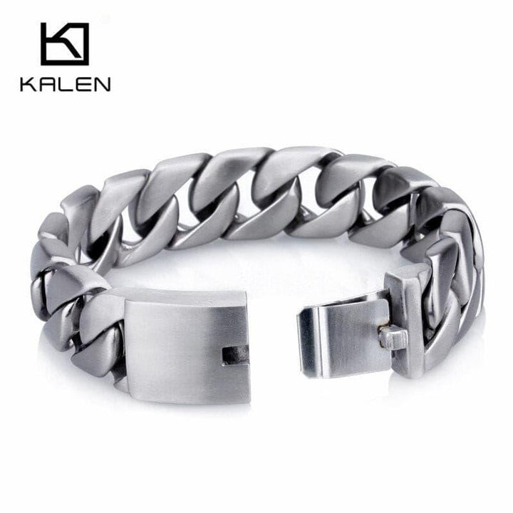 KALEN Heavy Chunky Cuban Link Chain Bracelet Jewelry High Quality Stainless Steel Brushed Matte Bracelet Men Accessories 2020.