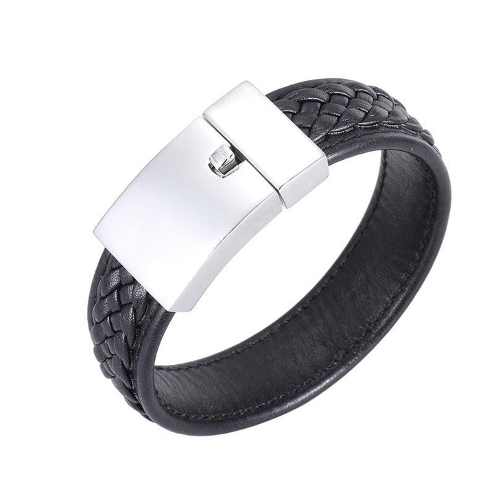 Kalen 20mm Leather Stainless Steel Bracelet For Men - kalen